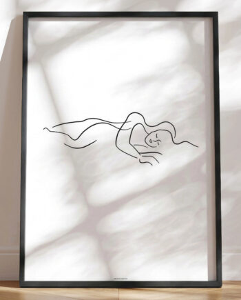 One Line Drawing Couple Sleeping Plakat