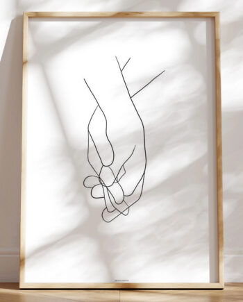 One Line Drawing Holding Hands Plakat