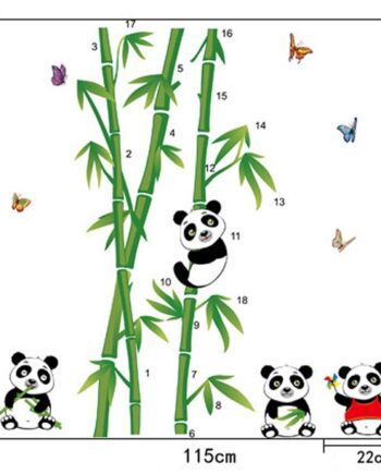 Panda Wallsticker  Fire Søde Pandaer Der Er Vilde Med Bambus