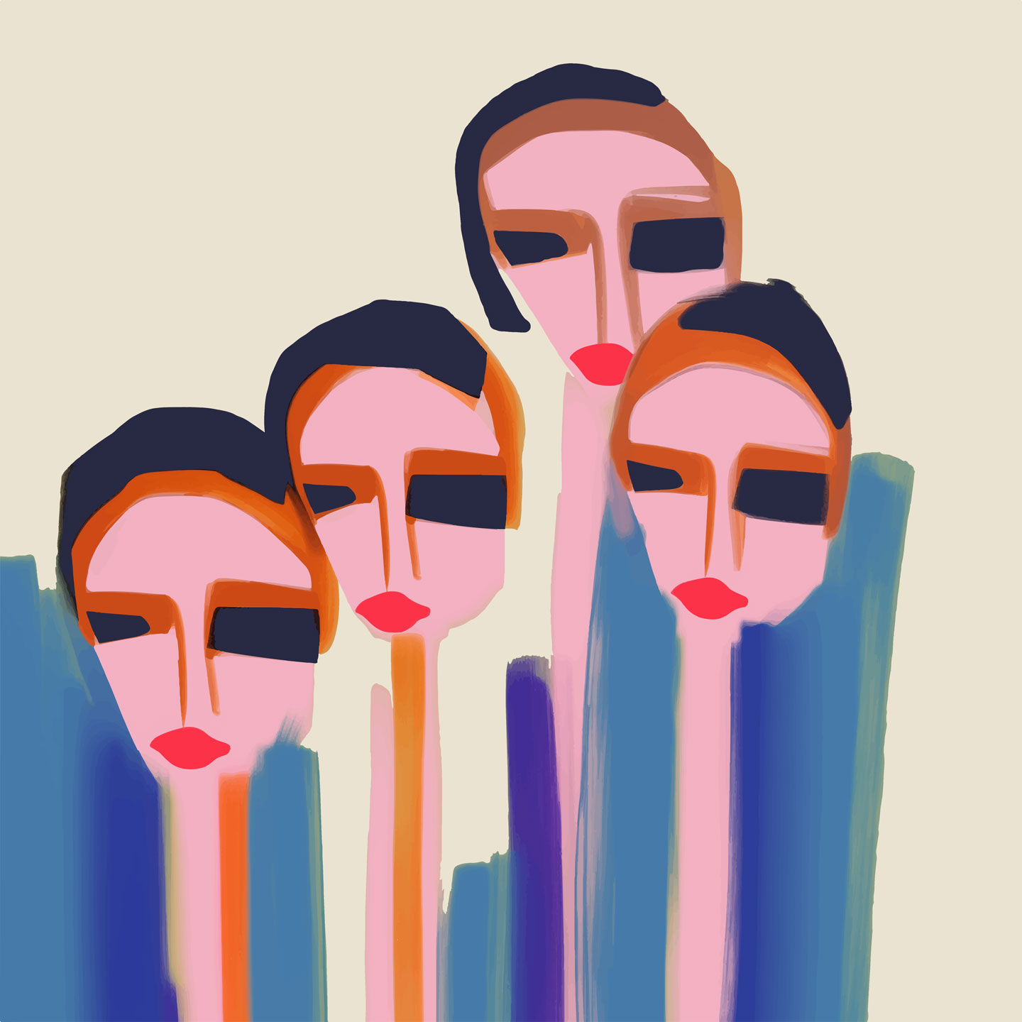 People Of Four Af Få Mu Illustrations