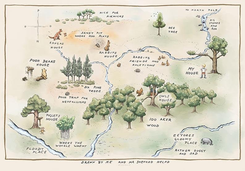 Peter Plys Plakat 100-meterskoven  100 Aker Wood