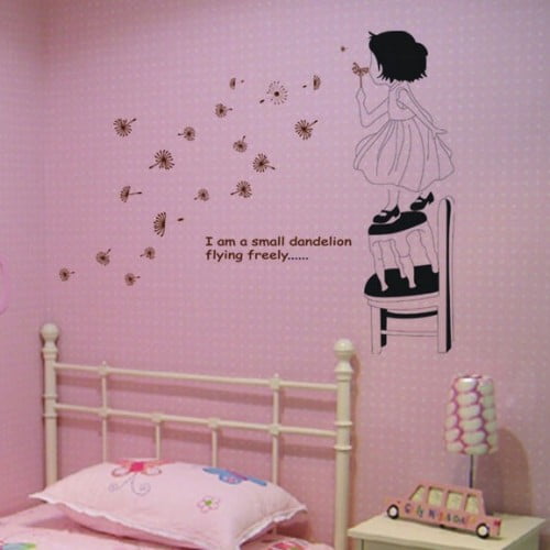 Pige Med Mælkebøtte Wallsticker