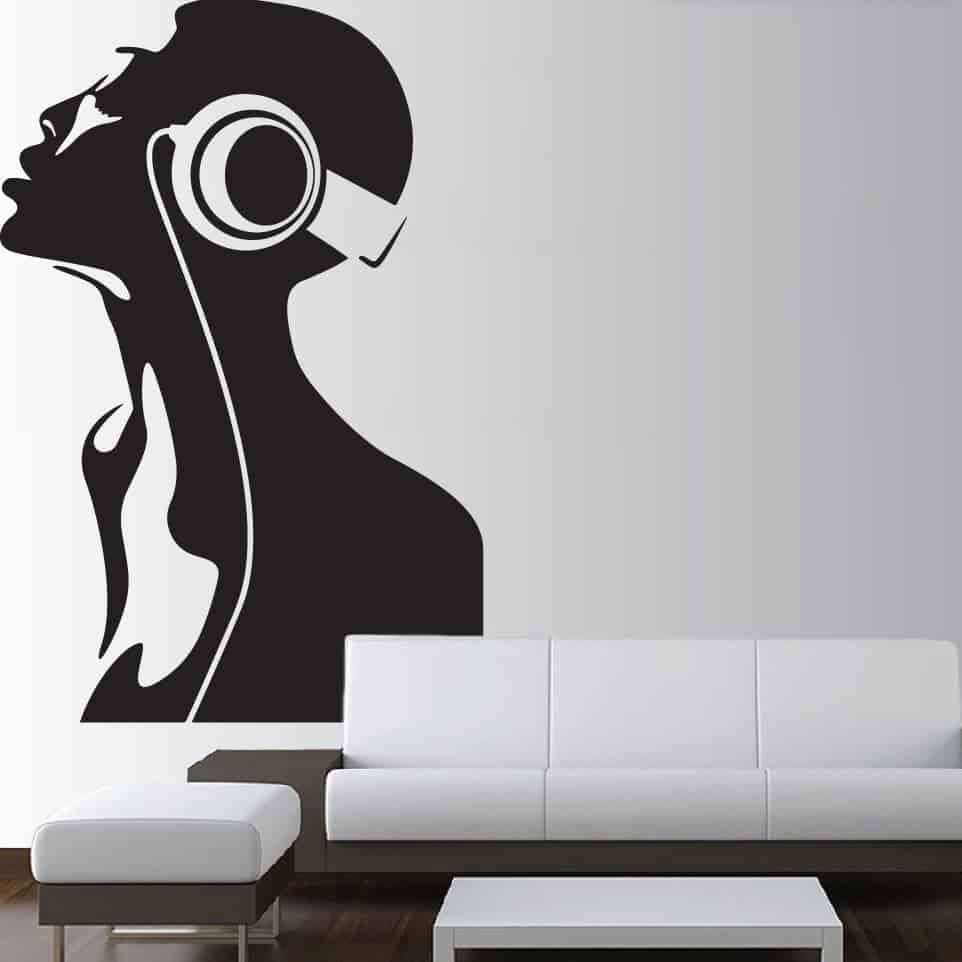 Pigen Med Hovedtelefonerne Wallsticker