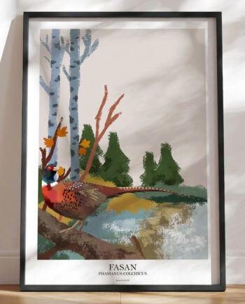 Plakat Med Kultegning Fasanen   Skoven