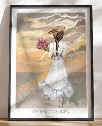Plakat Med Kultegning   Solnedgangen