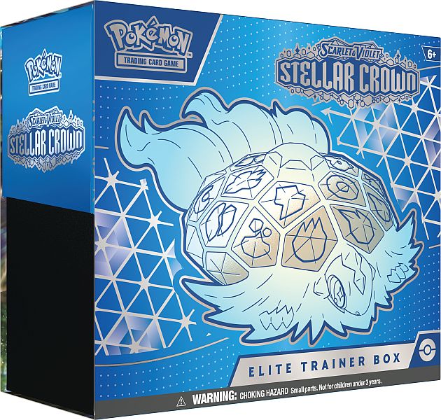 Pokemon Scarlet   Violet: Stellar Crown Elite Trainer Box  Terapagos Noctowl  Boks Med   Boosters  Promokort   Tilbeh 195 184