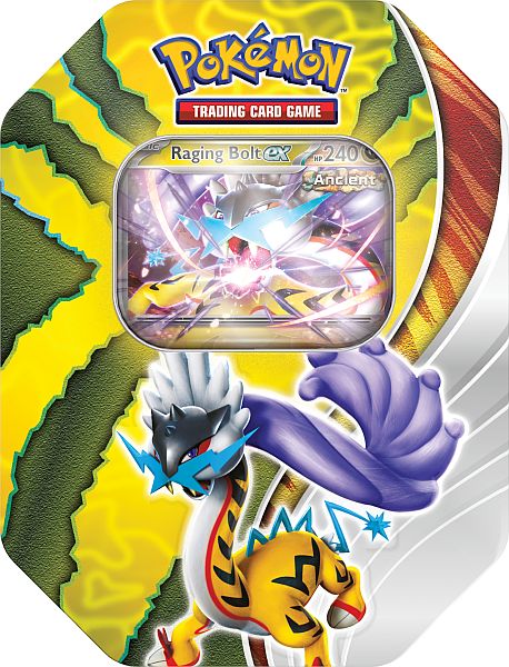 Pokemon Tin Kasse 2024 Wave   Fall: Raging Bolt Ex  Ancient Raikou  Paradox Destinies Collector   Tin Box    Boosters
