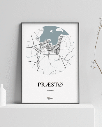 Præstø Plakaten Rundt Kort Hvid 70 100 Cm  B1
