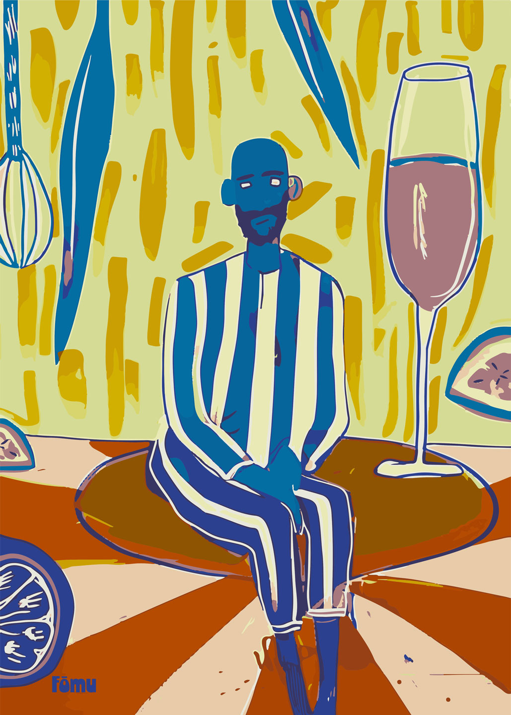 Pyjamasman With Redwine Af Få Mu Illustrations