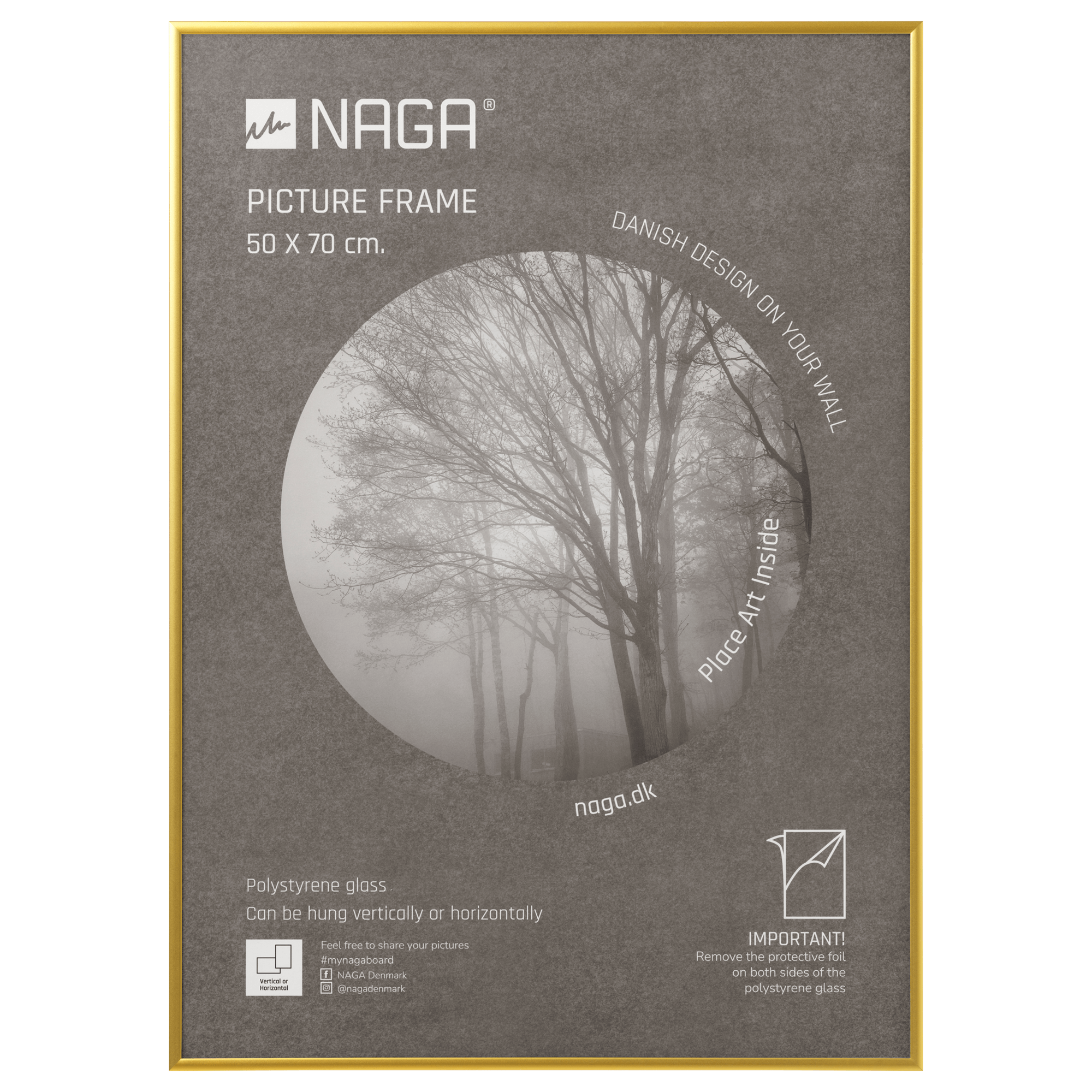 Ramme Til Plakater  50x70 Cm  Mat Guld