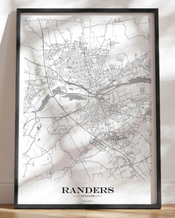 Randers Byplakat Med Bykort Hvid Baggrund
