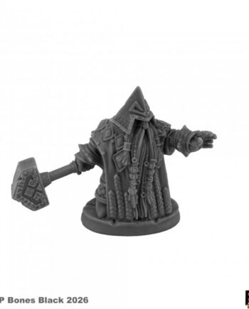Reaper Bones Black: Grimm Grayrune  Dwarf Priest Plastic Miniature