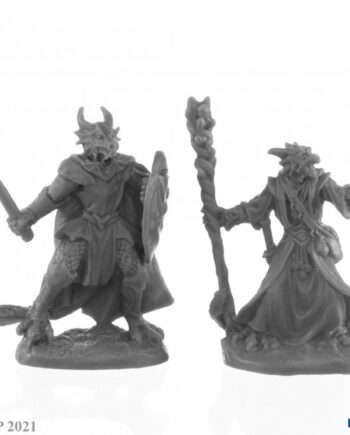 Reaper Bones Usa Reaper Legends: Dragonfolk Wizard And Cleric Plastic Miniatures