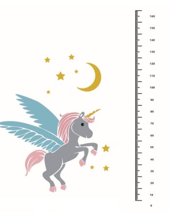 Rigtig Sød Enhjørning Målebånds Wallsticker  Enhjørning Højdemåler Op Til 160cm