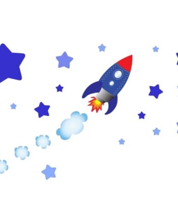 Rigtig Sød Wallsticker Med En Rumraket På Vej Mod Stjernerne