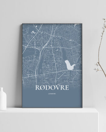 Rødovre Plakaten Fuldt Kort Havblå 70 100 Cm  B1