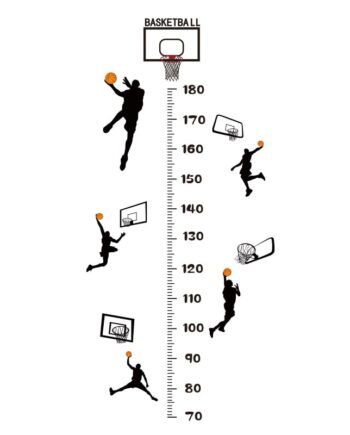 Sej Basket Målebånds Wallsticker  Fem Basket Scoringer   Højden Fra 70-180cm