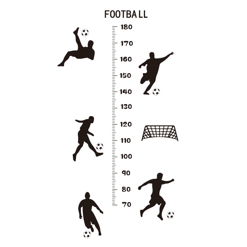 Sej Fodbold Målebånds Wallsticker Højdemåler Der Måler Højden Fra 70-180cm