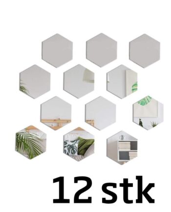 Sekskantet Selvklæbende Akryl Spejl Klistermærker  20cm  12 Stk