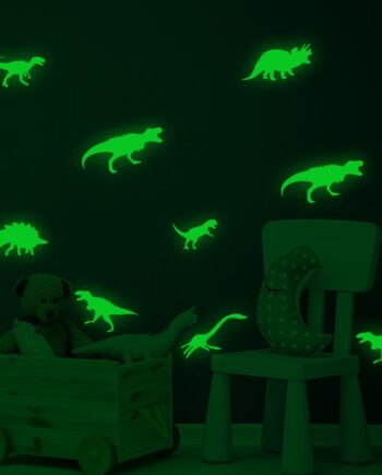 Selvlysende Wallsticker Med   Seje Dinosaurer  Lyser   Mørke