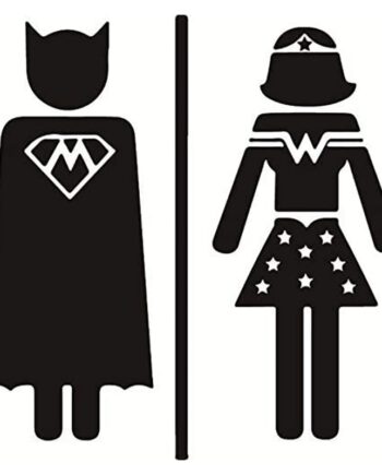 Sjovt Superhelte Toilet Skilt  Toilet Wallsticker Med To Superhelte
