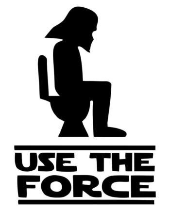 Sjovt Toilet Skilt  Toilet Wallsticker Med Star Wars Referencer  Use The Force