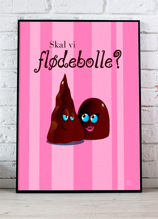 Skal Vi Flødebolle-plakat Lyserød 21 29 A4 Kr 199 -