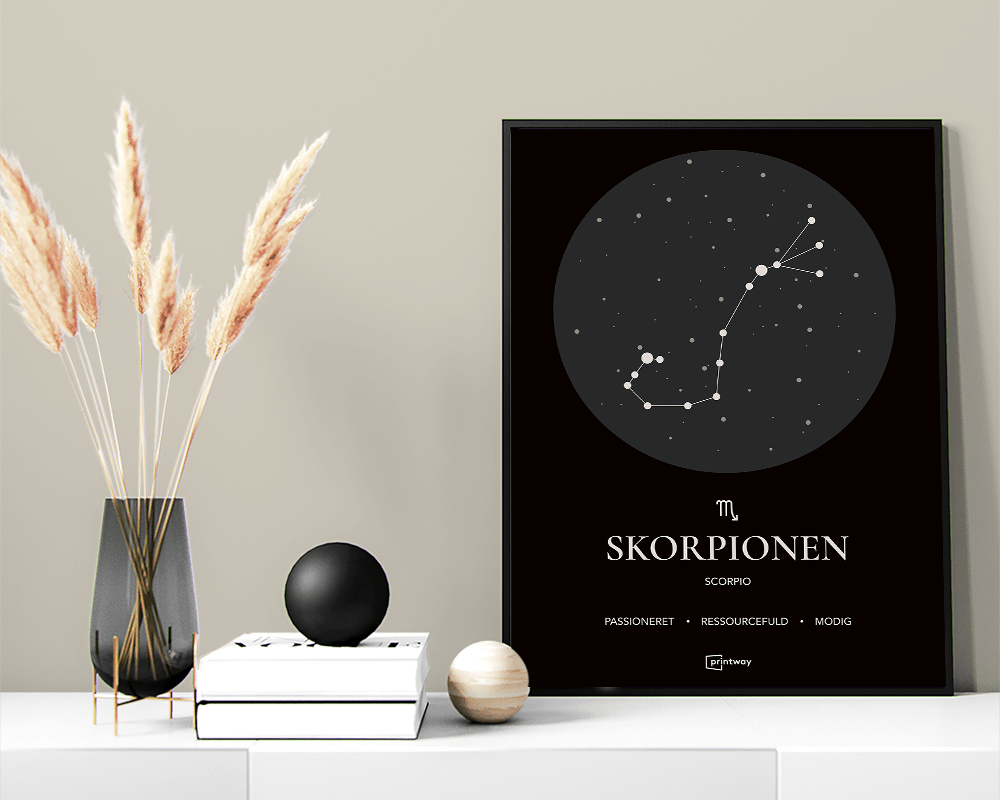 Skorpionen Stjernetegn Plakat Sort 60 84 Cm A1