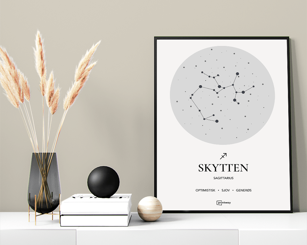 Skytten Stjernetegn Plakat Hvid 60 84 Cm  A1