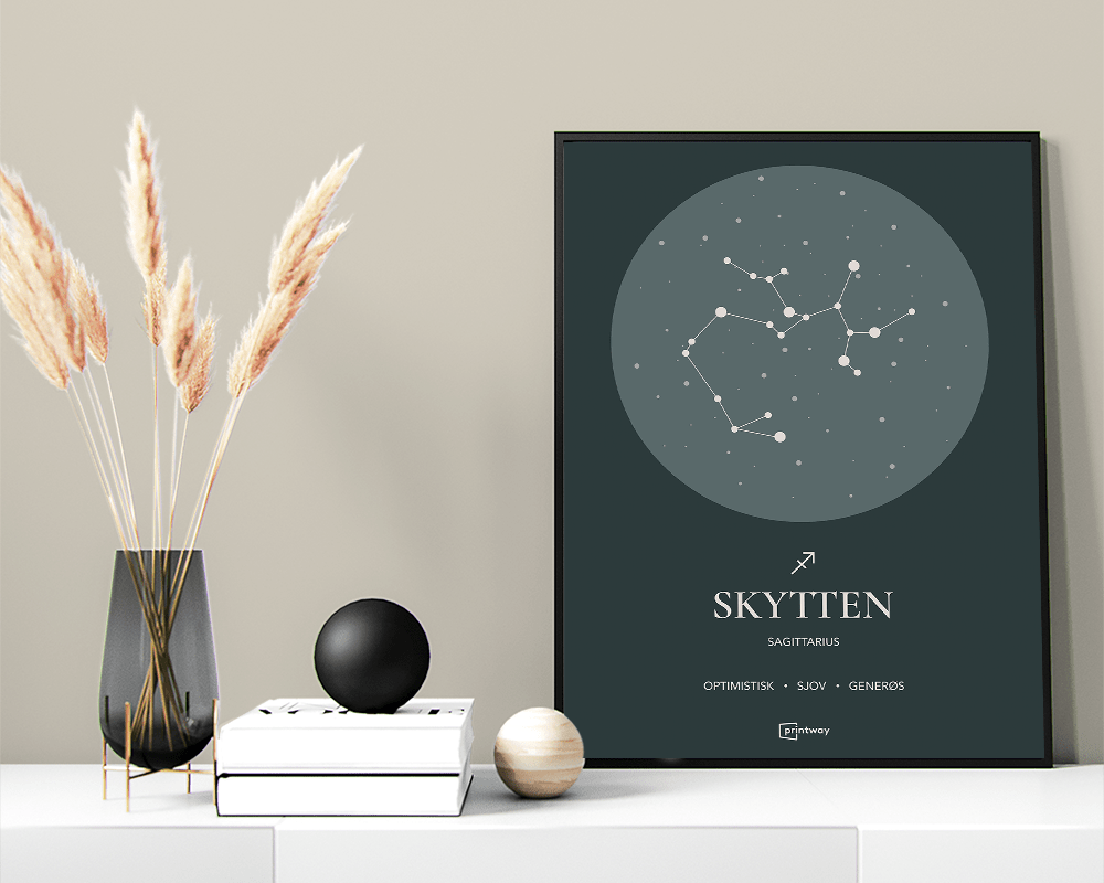 Skytten Stjernetegn Plakat Skovgrøn 50 70 Cm  B2