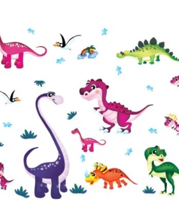 Sød Baby Dinosaurus Wallsticker Med 13 Forskellige Søde Motiver