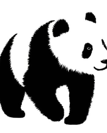 Sød Panda Wallsticker Med En Stor Panda  Sort Hvid  50x55cm