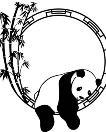 Sød Panda Wallsticker  Panda Slapper Af  Sort Hvid