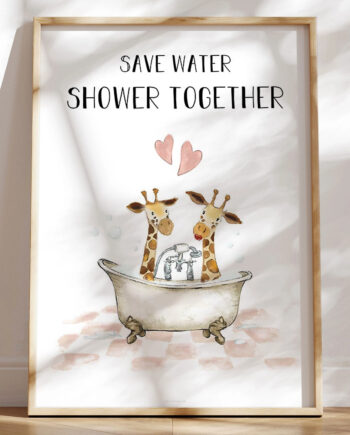 Sød Plakat Til Badeværelset Shower Together