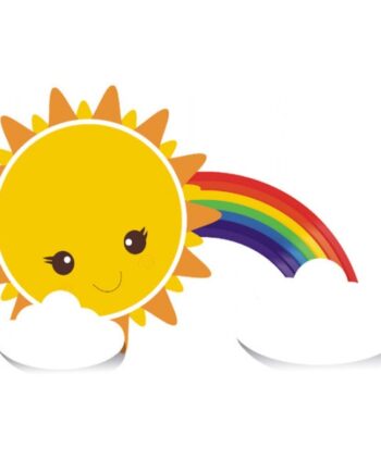 Sol  Regnbue Og Skyer  Sød Wallsticker Der Spreder Godt Humør