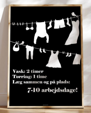 Sort Vaskeplakat Med Vasketøj