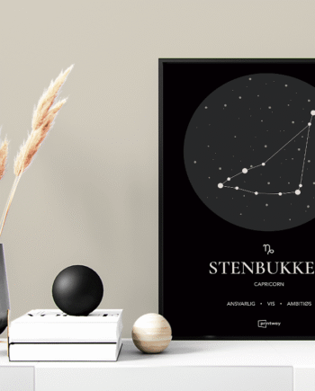 Stenbukken Stjernetegn Plakat Sort 60 84 Cm  A1