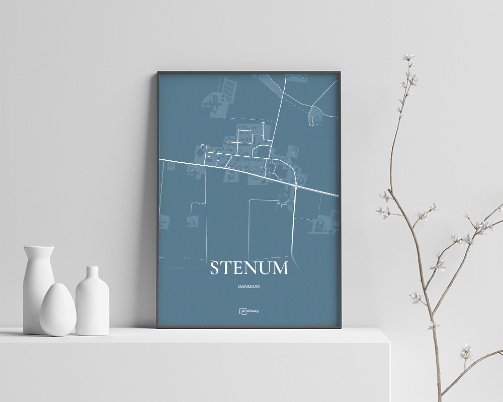 Stenum Plakaten Fuldt Kort Havblå 70 100 Cm  B1