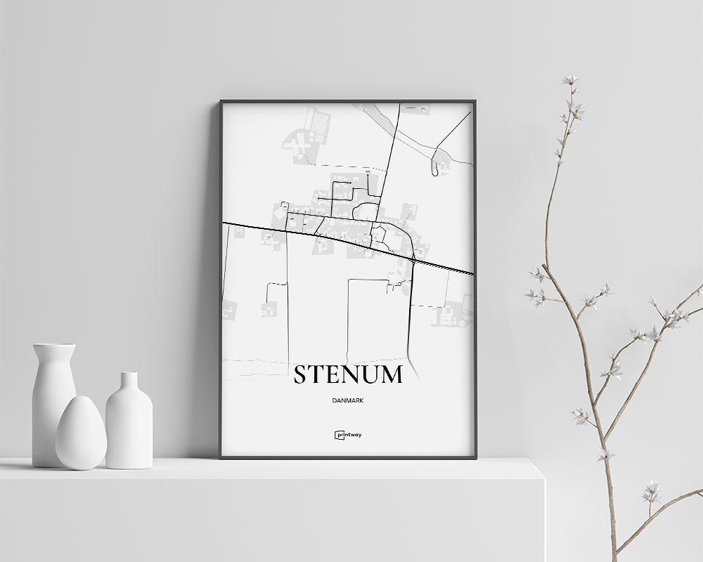 Stenum Plakaten Fuldt Kort Hvid 70 100 Cm  B1