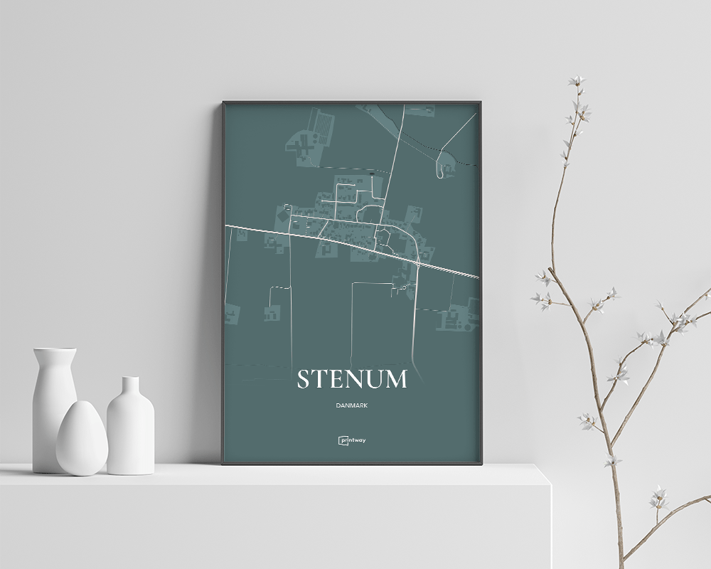 Stenum Plakaten Fuldt Kort Skovgrøn 70 100 Cm  B1