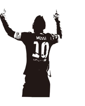 Stor Messi Takker De Højere Magter  Flot Fodbold Wallsticker  82x58cm