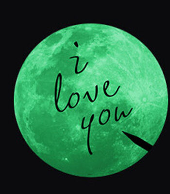 Stor Selvlysende Måne Wallsticker  34 Cm    Love You