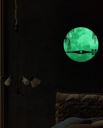 Stor Selvlysende Måne Wallsticker Med En Romantisk Bro  34 Cm  Serenade