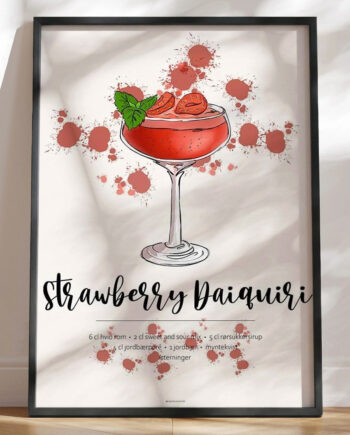 Strawberry Daiquiri Opskrift Plakat
