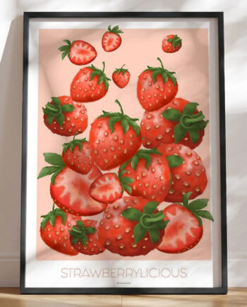 Strawberrylicious Farverig Plakat Med Jordbær