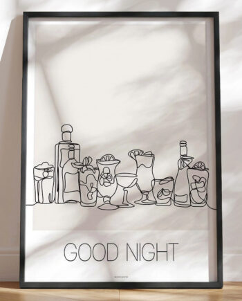 Stregtegning Plakat Med Cocktails Good Night