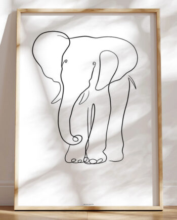 Stregtegning Plakat Med Elefant