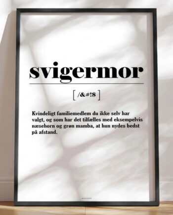 Svigermor Definitionsplakat