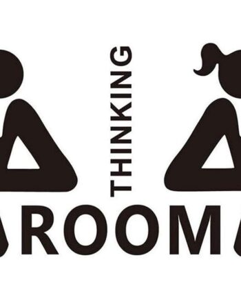 Toilet Skilt Thinking Room  Sjov Toilet Wallsticker Med To Tænkende Personer