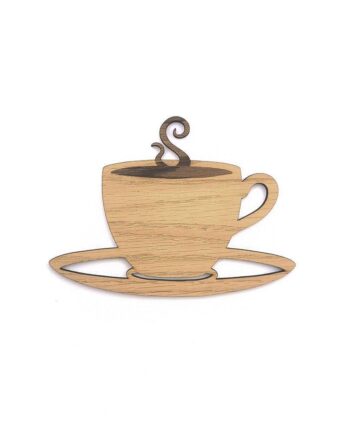 Træpynt Med Kaffe Kaffekop Med Underkop Til Køkkenvæggen